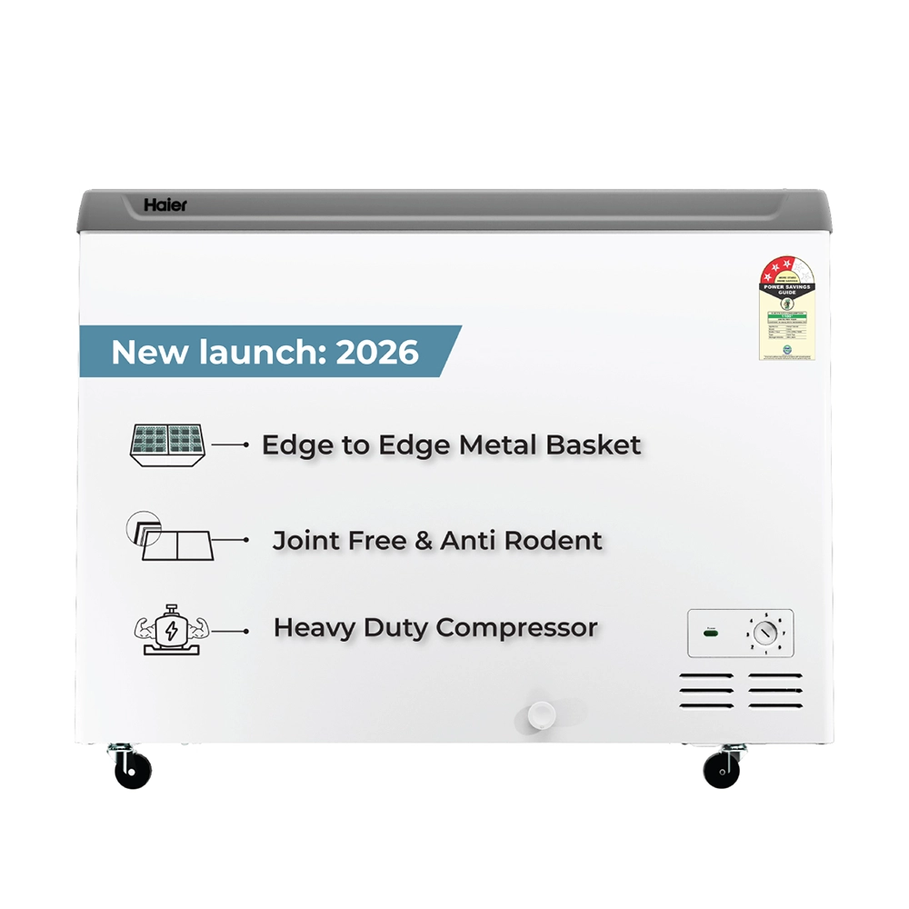Haier 325L Glass Top Deep Freezer | 2026 STAR Rating (White)